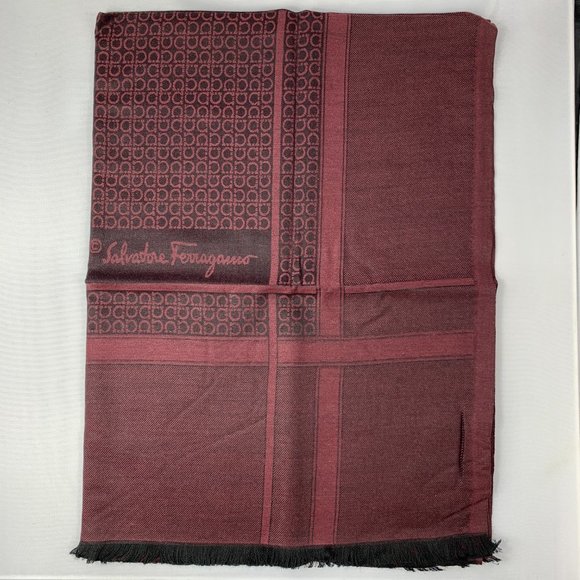 Salvatore Ferragamo Torres Scarf in Black Cherry - Picture 2 of 10